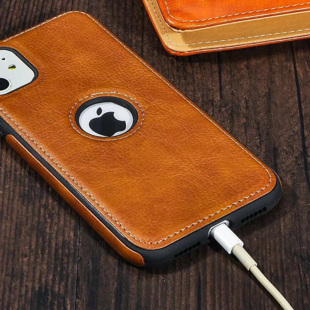 Solid Color PU Leather Phone Case For iPhones